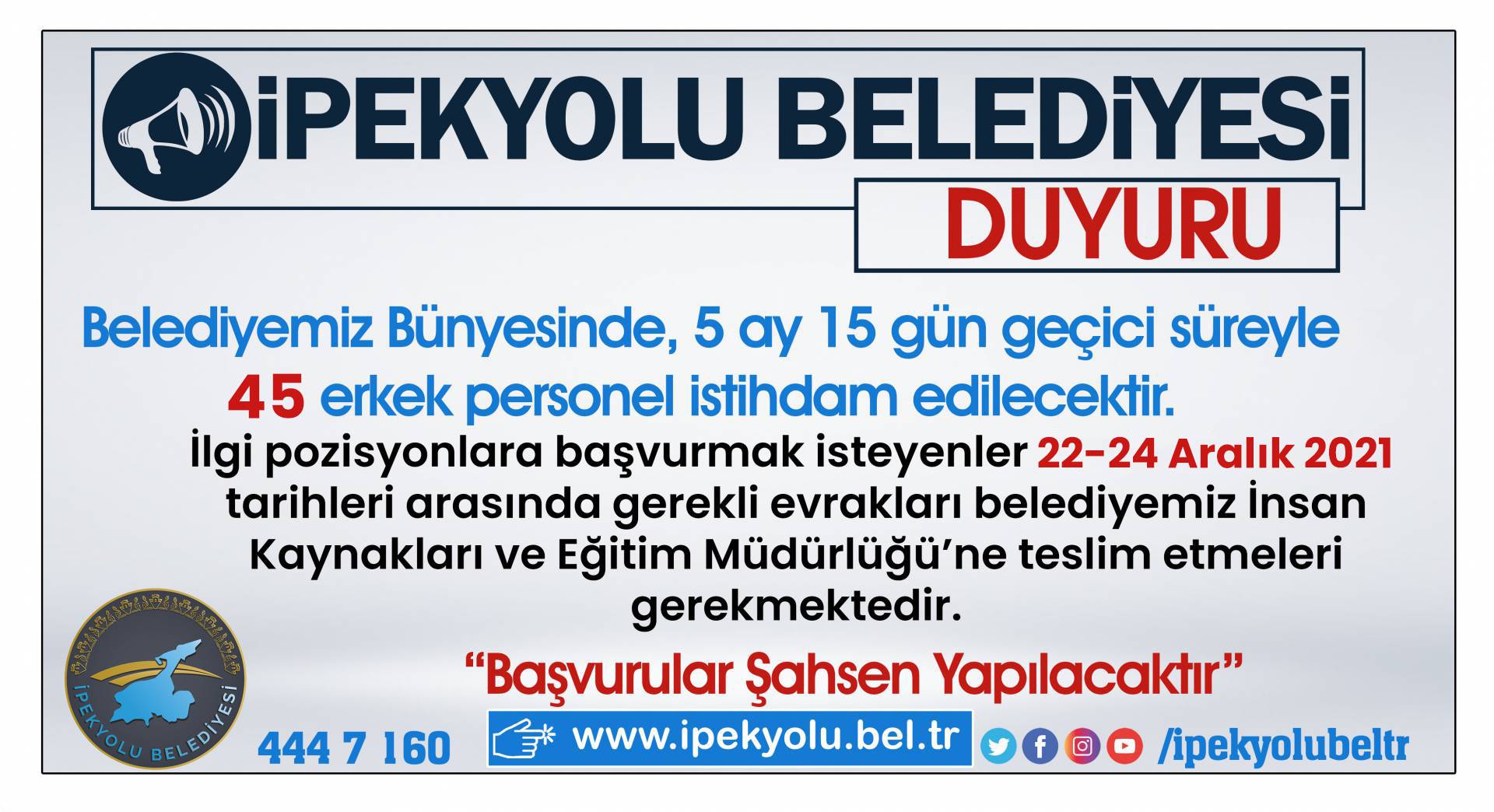 GEÇİCİ PERSONEL ALIM DUYURUSU