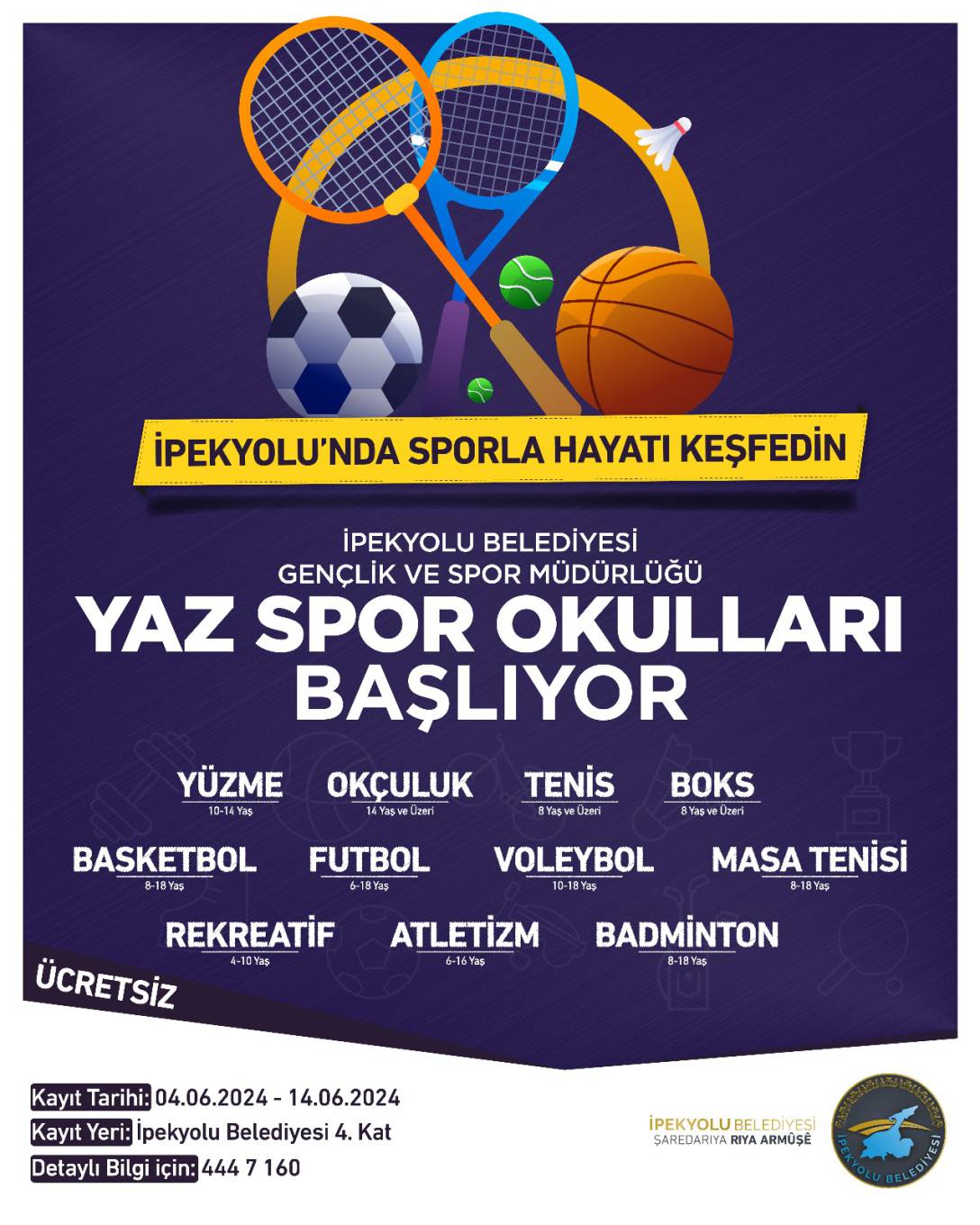 İPEKYOLU’NDA YAZ SPOR OKULLARININ KAYITLARI BAŞLIYOR