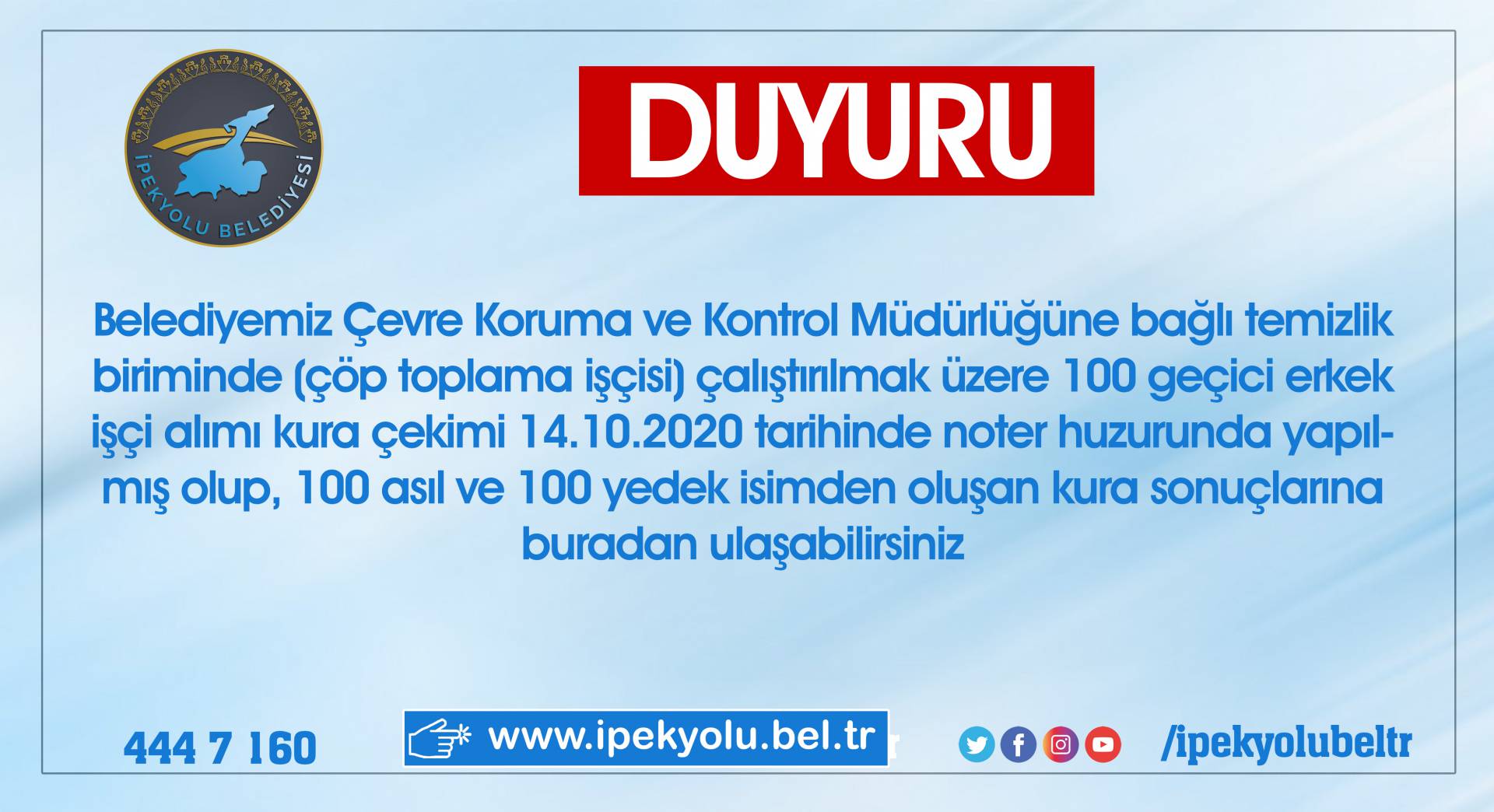 5 AY 15 GÜN GEÇİCİ SÜREYLE ÇALIŞTIRILACAK 100 ERKEK PERSONEL ALIMI NOTER LİSTESİ